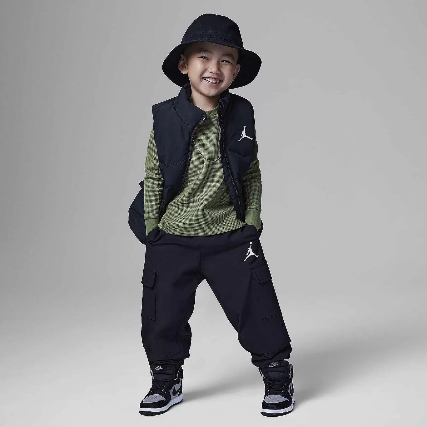 Kinder Nike Cyber Monday-Kleidung | Jordan Mj Essentials Waffelstrick-Langarm-T-Shirt